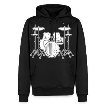 Drum Set Drawing - Men's Premium Hoodie - black - Front - Nico (187cm) & Julia (174cm)