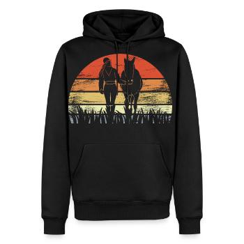 Vintage Equestrian Girl - Men's Premium Hoodie - black - Front - Nico (187cm) & Julia (174cm)