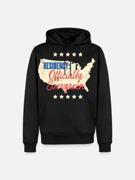 Green Card Residency Officially Evergreen - Men's Premium Hoodie - black