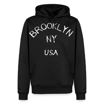Brooklyn NY USA - Men's Premium Hoodie - black - Front - Nico (187cm) & Julia (174cm)