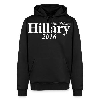 Hillary For Prison 2016 - Men's Premium Hoodie - black - Front - Nico (187cm) & Julia (174cm)
