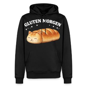 Gluten Morgen Cat Loaf - Men's Premium Hoodie - black - Front - Nico (187cm) & Julia (174cm)