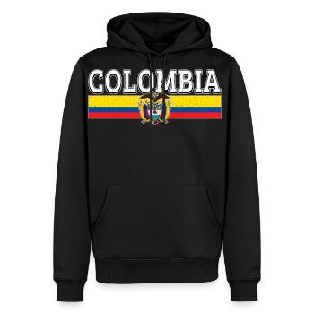Colombia Flag Emblem Print - Men's Premium Hoodie - black - Front - Nico (187cm) & Julia (174cm)