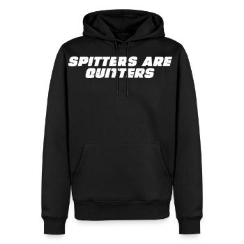 Inappropriate Funny Meme Spitters are Quitter - Men's Premium Hoodie - black - Front - Nico (187cm) & Julia (174cm)