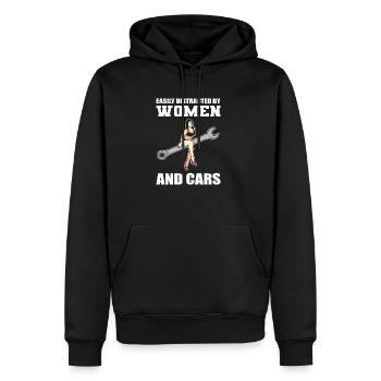 Woman & Cars Car Owner Gift - Men's Premium Hoodie - black - Front - Nico (187cm) & Julia (174cm)