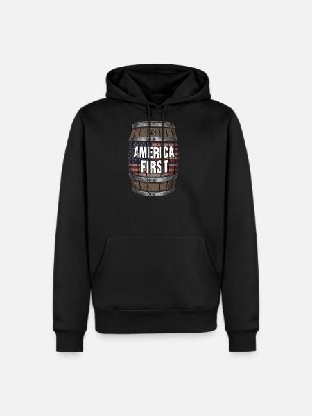 American Flag Wood Barrel - Men's Premium Hoodie - black