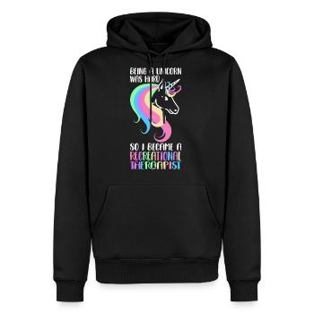 Recreational Therapist Unicorn Recreationa - Men's Premium Hoodie - black - Front - Nico (187cm) & Julia (174cm)