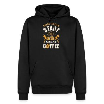 Coffee Idea Starter Lightbulb - Men's Premium Hoodie - black - Front - Nico (187cm) & Julia (174cm)