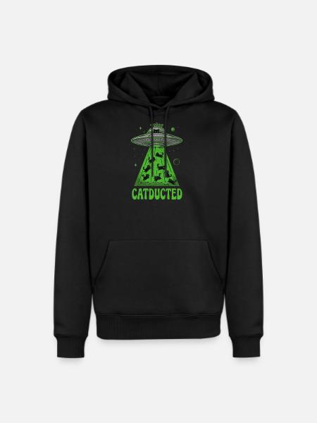 Catducted - Funny Black Cat UFO Alien Abduction - Men's Premium Hoodie - black
