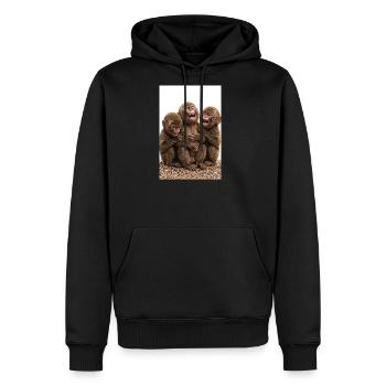 Joyful Primate Trio - Men's Premium Hoodie - black - Front - Nico (187cm) & Julia (174cm)