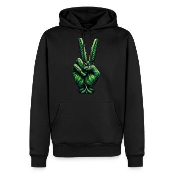 Hemp Legalization Peace Sign - Men's Premium Hoodie - black - Front - Nico (187cm) & Julia (174cm)