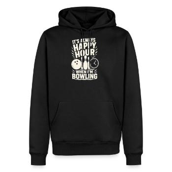 Happy Hour Bowling Tee - Men's Premium Hoodie - black - Front - Nico (187cm) & Julia (174cm)