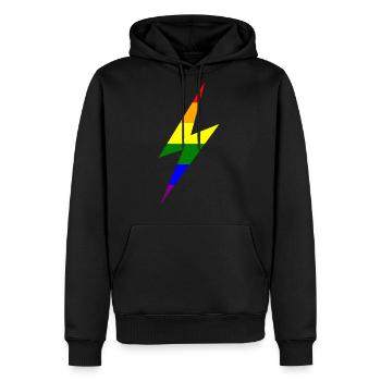 Rainbow Lightning Bolt - Men's Premium Hoodie - black - Front - Nico (187cm) & Julia (174cm)