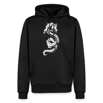 Dragon chinois - Molleton à capuche Premium pour homme - noir - Devant - Nico (187cm) & Julia (174cm)