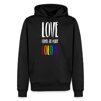 Love comes in many colors LGBTQI - Men's Premium Hoodie - black - Front - Nico (187cm) & Julia (174cm)