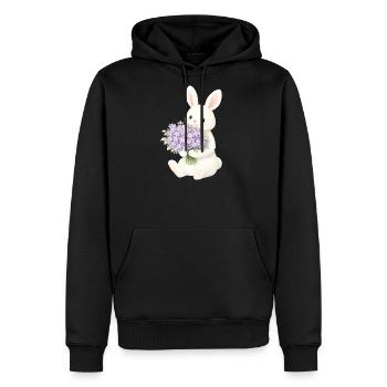 Rabbit with Lilacs Illustration - Men's Premium Hoodie - black - Front - Nico (187cm) & Julia (174cm)
