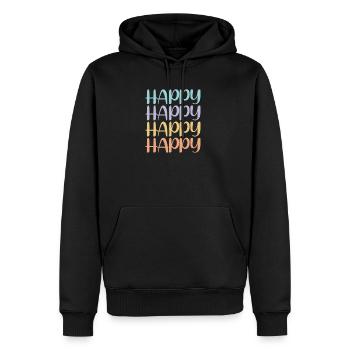 HAPPY - Men's Premium Hoodie - black - Front - Nico (187cm) & Julia (174cm)