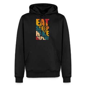 Eat Sleep Hike Repeat - Funny Hiking  - Men's Premium Hoodie - black - Front - Nico (187cm) & Julia (174cm)