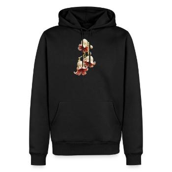 Exotic Bell-Shaped Red and Cream Floral Design - Men's Premium Hoodie - black - Front - Nico (187cm) & Julia (174cm)