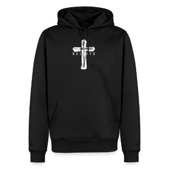 Christian Religious Co Cross - Men's Premium Hoodie - black - Front - Nico (187cm) & Julia (174cm)