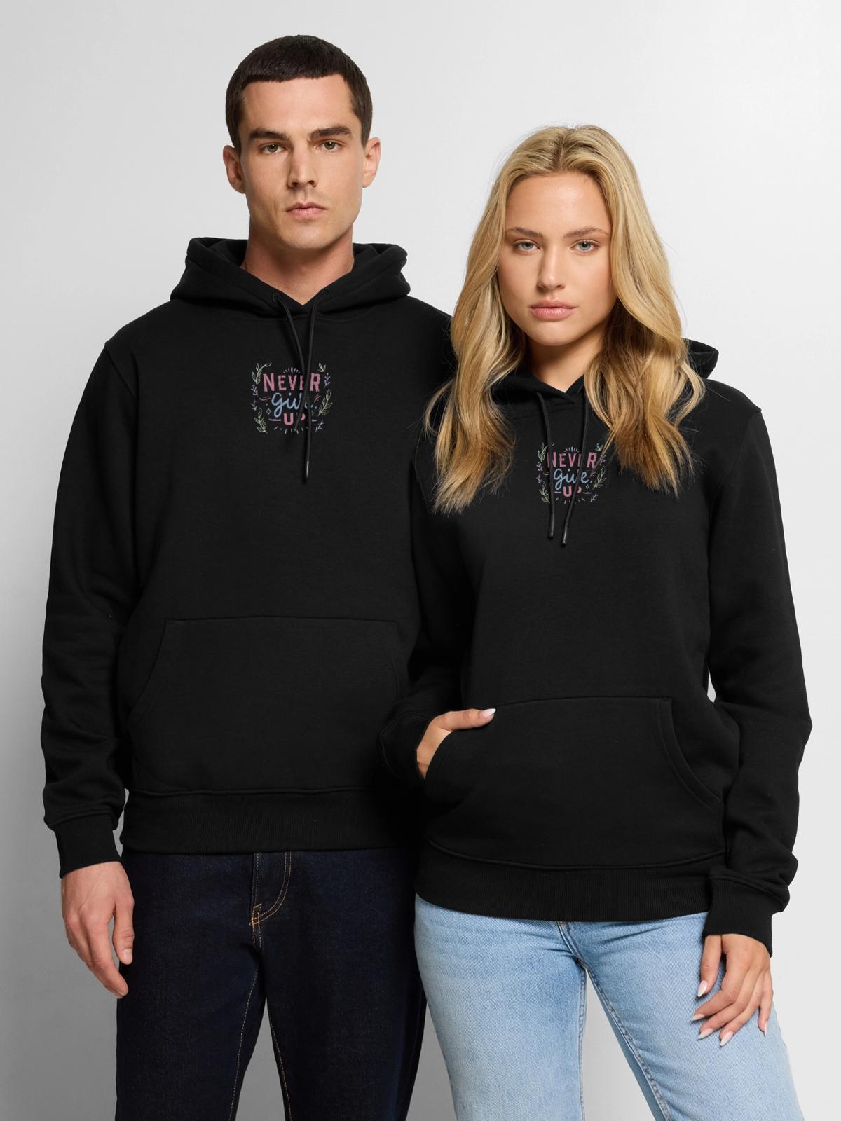 . - Men's Premium Hoodie - black - Front - Nico (187cm) & Julia (174cm)