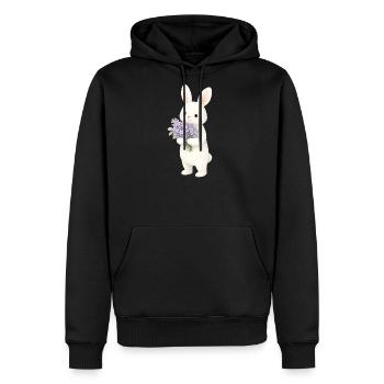 Rabbit with Lilacs Illustration - Men's Premium Hoodie - black - Front - Nico (187cm) & Julia (174cm)