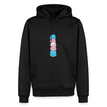 Trans Flag Sheep Design for proud Trans People - Men's Premium Hoodie - black - Front - Nico (187cm) & Julia (174cm)