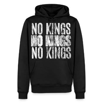 No Kings  - Men's Premium Hoodie - black - Front - Nico (187cm) & Julia (174cm)