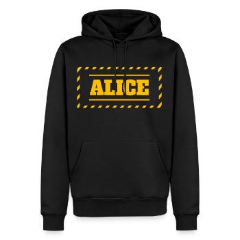 Alice Devise Dire Femme Prénom - Molleton à capuche Premium pour homme - noir - Devant - Nico (187cm) & Julia (174cm)