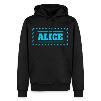 Alice Devise Dire Femme Prénom - Molleton à capuche Premium pour homme - noir - Devant - Nico (187cm) & Julia (174cm)