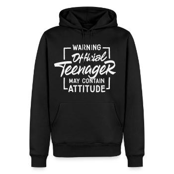 Warning Official Teenager - Men's Premium Hoodie - black - Front - Nico (187cm) & Julia (174cm)