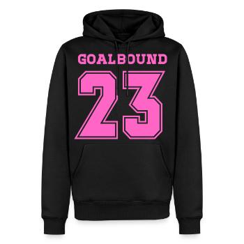 Goalbound 23 Soccer T-Shirt Design - Men's Premium Hoodie - black - Front - Nico (187cm) & Julia (174cm)