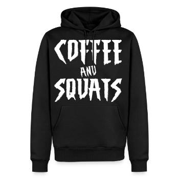 Coffee & Squats - Men's Premium Hoodie - black - Front - Nico (187cm) & Julia (174cm)