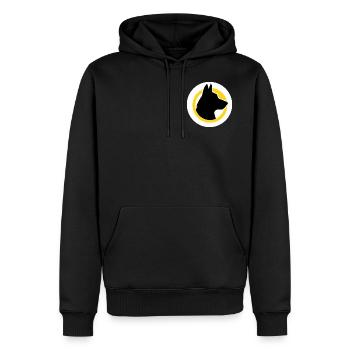 K9 Mind Logo, White Circle - Men's Premium Hoodie - black - Front - Nico (187cm) & Julia (174cm)