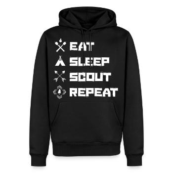 Eat Sleep Scout Repeat Scouting Hobby - Men's Premium Hoodie - black - Front - Nico (187cm) & Julia (174cm)