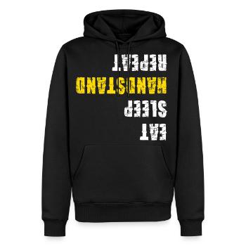 Restart in Bold Distressed Yellow - Men's Premium Hoodie - black - Front - Nico (187cm) & Julia (174cm)