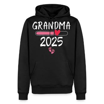 Grandma Loading 2025 - baby feet, loading bar - Men's Premium Hoodie - black - Front - Nico (187cm) & Julia (174cm)