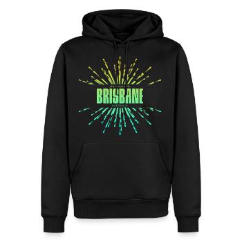 Brisbane Neon Burst Logo Tee - Men's Premium Hoodie - black - Front - Nico (187cm) & Julia (174cm)