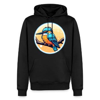 Common Kingfisher Bird Illustration - Men's Premium Hoodie - black - Front - Nico (187cm) & Julia (174cm)