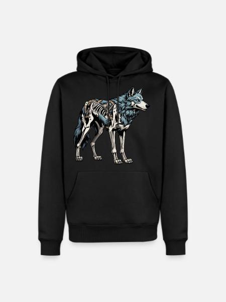 wolf Skeleton Illustration - Men's Premium Hoodie - black