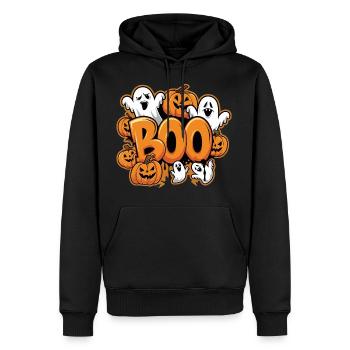 scary Halloween costume Outfit Ghost Pumpkin Boo - Men's Premium Hoodie - black - Front - Nico (187cm) & Julia (174cm)