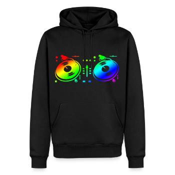 Turntable Sketch - Men's Premium Hoodie - black - Front - Nico (187cm) & Julia (174cm)