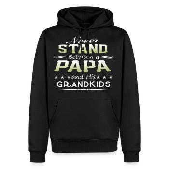 PAPA - Men's Premium Hoodie - black - Front - Nico (187cm) & Julia (174cm)