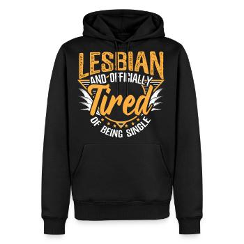 Lesbian Single Pride Bi Gift Idea - Men's Premium Hoodie - black - Front - Nico (187cm) & Julia (174cm)
