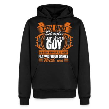 Gay Single Gay Love Gift Idea - Men's Premium Hoodie - black - Front - Nico (187cm) & Julia (174cm)