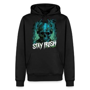Zombie skull Disc Jockey - Men's Premium Hoodie - black - Front - Nico (187cm) & Julia (174cm)