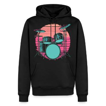 Drum Kit Synthwave - Men's Premium Hoodie - black - Front - Nico (187cm) & Julia (174cm)