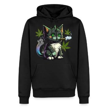 Cute Cat Smoker - Men's Premium Hoodie - black - Front - Nico (187cm) & Julia (174cm)