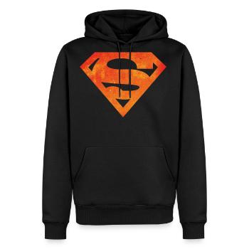 Logo Superman de la Ligue de Justice - Molleton à capuche Premium pour homme - noir - Devant - Nico (187cm) & Julia (174cm)