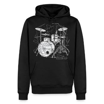 Drum Kit Graphic - Men's Premium Hoodie - black - Front - Nico (187cm) & Julia (174cm)
